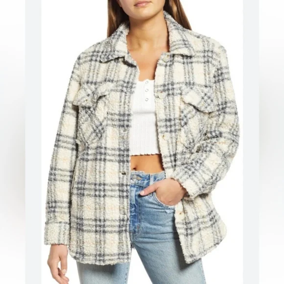 BB DAKOTA Plaid Button Down LONG SLEEVE WOMEN'S TOP Shirt Jacket Cardigan - Picture 1 of 12